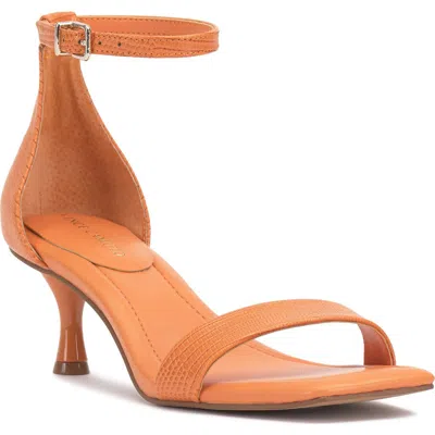 Vince Camuto Vinkely Square Toe Kitten Heel Sandal In Mandarino