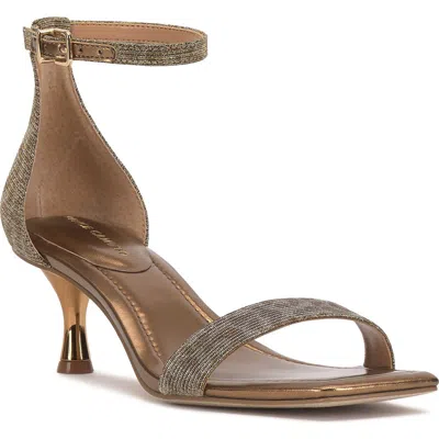 Vince Camuto Vinkely Square Toe Kitten Heel Sandal In Silver