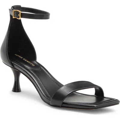 Vince Camuto Vinkley Womens Leather Ankle Kitten Heels In Black Soft Nappa Silk