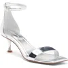 Vince Camuto Vinkely Square Toe Kitten Heel Sandal In Silver