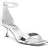 Vince Camuto Vinkely Square Toe Kitten Heel Sandal (women)<br> In Silver Specchio