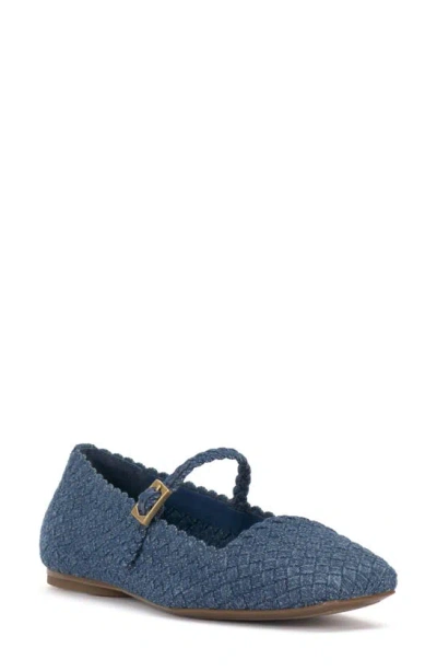 Vince Camuto Women's Vinley Basketweave Mary Jane Flats In Element Indigo Denim