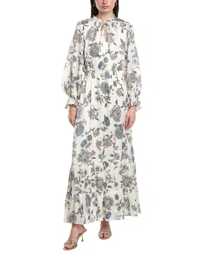 Vince Camuto V-neck Long Sleeve Maxi Dress In Multi