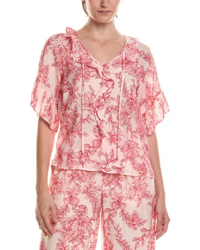 Vince Camuto V-neck Ruffle Front Top In Pink
