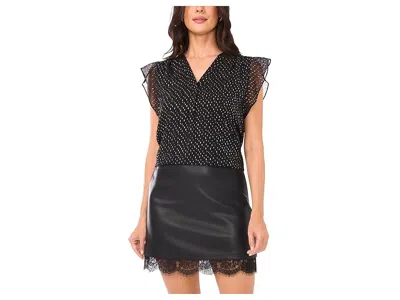 Vince Camuto V-neck Ruffle Sleeve Blouse In Black