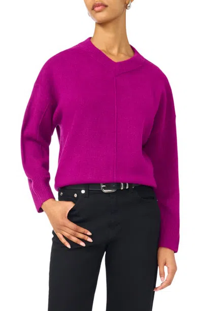 Vince Camuto V-neck Seamed Sweater In Pink