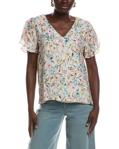 Vince Camuto V-neck Tulip Sleeve Blouse In Neutral
