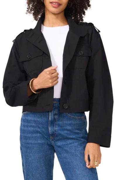 Vince Camuto Water Resistant Cotton Blend Crop Trench Coat In Rich Black