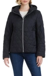 Vince Camuto Water Resistant Hooded Quilted Jacket In Black