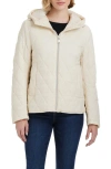 Vince Camuto Water Resistant Hooded Quilted Jacket In Bone