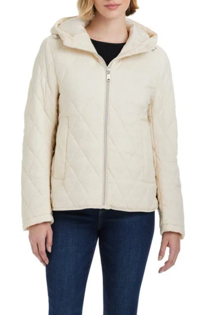 Vince Camuto Water Resistant Hooded Quilted Jacket In Bone