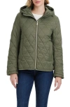 Vince Camuto Water Resistant Hooded Quilted Jacket In Light Olive