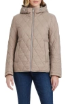 Vince Camuto Water Resistant Hooded Quilted Jacket In Taupe