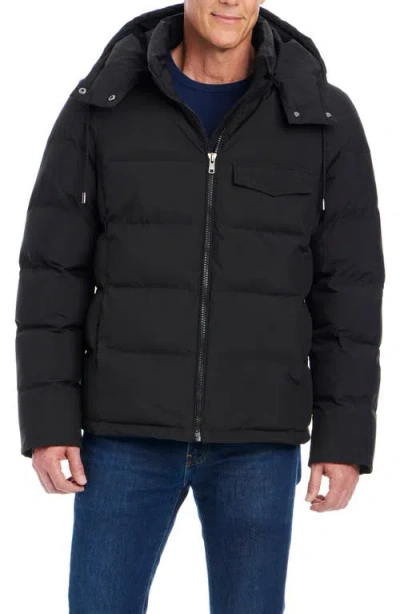 Vince Camuto Men's Hooded Stretch Zip-front Puffer Coat In Black