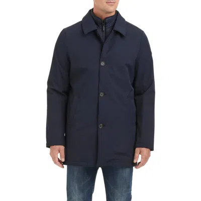 Vince Camuto Water Resistant Transitional Coat With Removable Bib In Navy