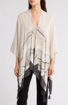 Vince Camuto Wave Stripe Ruana In Neutral
