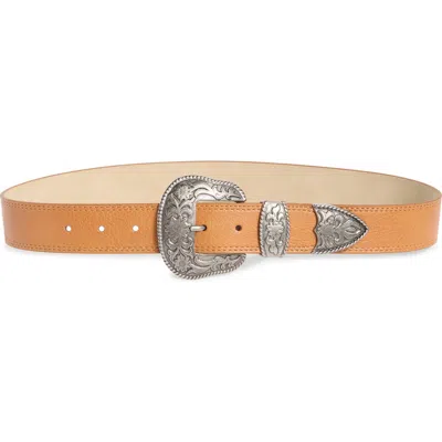 Vince Camuto Western Buckle Faux Leather Belt In Brown