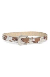Vince Camuto Western Studded Animal Print Belt In Brown