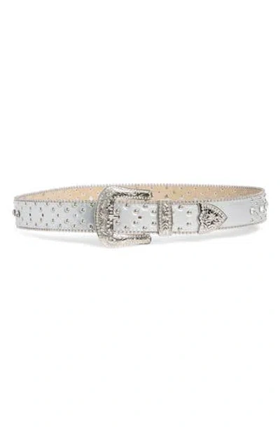 Vince Camuto Western Studded Bling Belt In White