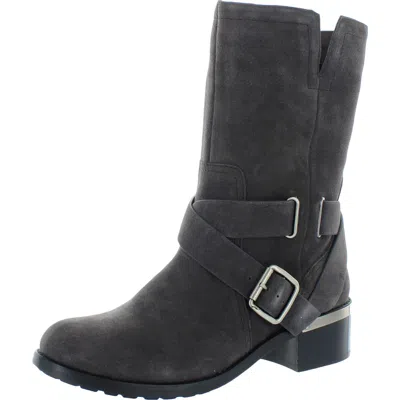 Vince Camuto Wethima Womens Faux Wrap Mid-calf Motorcycle Boots In Black