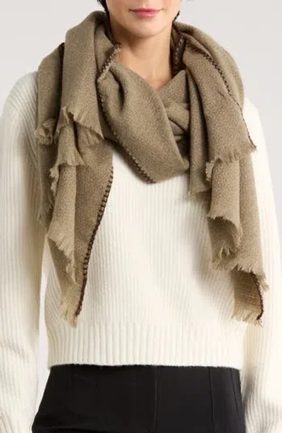 Vince Camuto Whipstitch Basketweave Knit Scarf In Brown