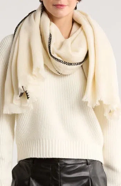 Vince Camuto Whipstitch Basketweave Knit Scarf In Neutral