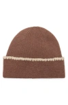 Vince Camuto Whipstitch Cuff Beanie In Brown