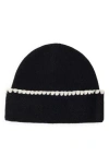 Vince Camuto Whipstitch Cuff Beanie In Black