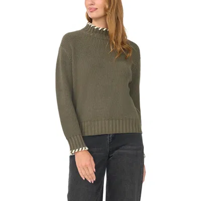 Vince Camuto Whipstitch Turtleneck Sweater In Green