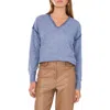 Vince Camuto Whipstitch V-neck Sweater In Denim Heather