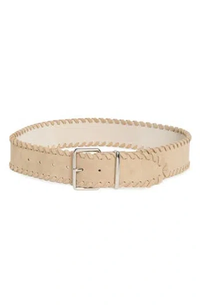 Vince Camuto Whipstitched Wide Suede Belt In Brown
