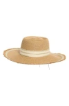 Vince Camuto Wide Brim Straw Hat In Tan