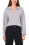 Vince Camuto V Neck Spread Collar Sweater In Silver Heather