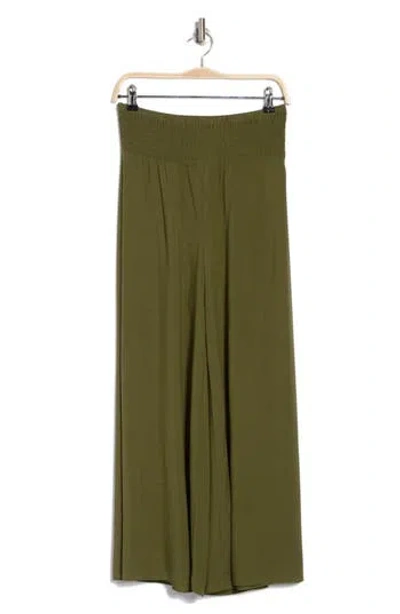 Vince Camuto Wide Leg Challis Pants In Dark Olive