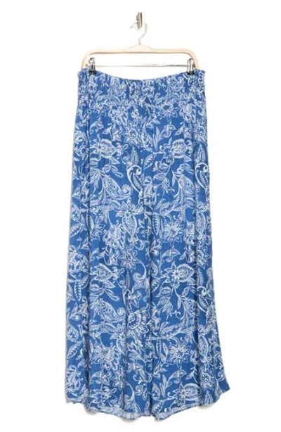 Vince Camuto Wide Leg Challis Pants In Steel Blue Paisley
