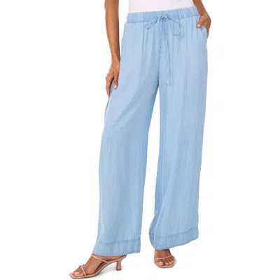 VINCE CAMUTO VINCE CAMUTO WIDE LEG CHAMBRAY DRAWSTRING PANTS