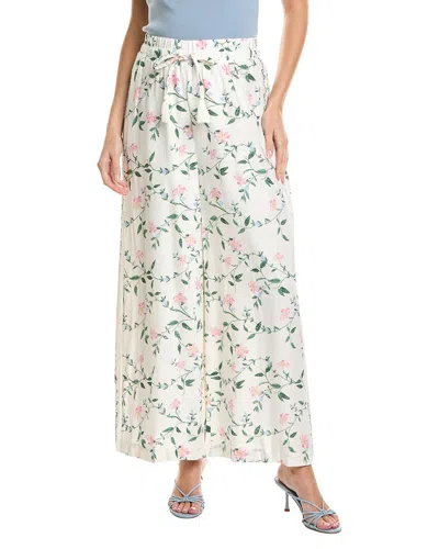 Vince Camuto Wide Leg Garden Party Linen-blend Pant In White