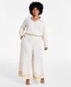 Vince Camuto Wide Leg Pants W Pckts In Natural Sand