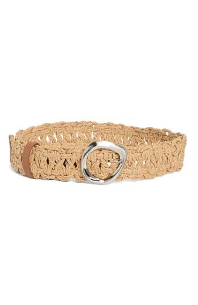 Vince Camuto Wide Woven Straw Belt In Black