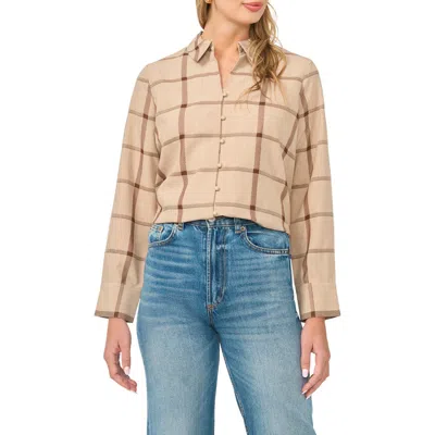 Vince Camuto Windopane Plaid Button-up Shirt In Nude