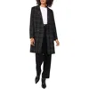 Vince Camuto Women's Windowpane-plaid Long Jacket In Rich Black