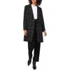 Vince Camuto Women's Windowpane-plaid Long Jacket In Rich Black