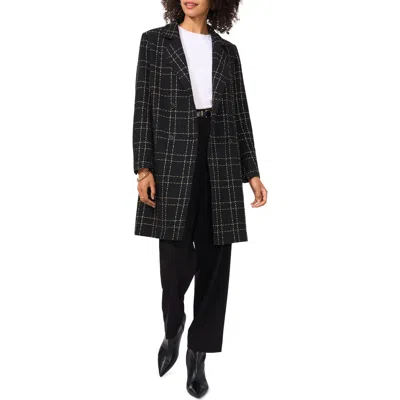 Vince Camuto Women's Windowpane-plaid Long Jacket In Rich Black