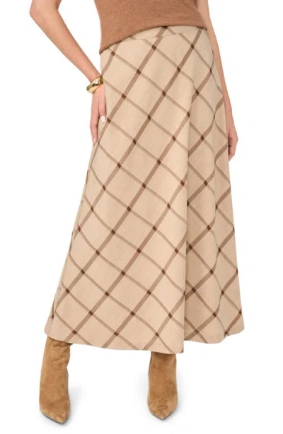 Vince Camuto Windowpane Plaid Bias Cut Maxi Skirt In Neutral