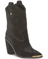 Vince Camuto Abel Western Boot In Black Suede