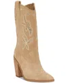 Vince Camuto Alisah Square Toe Western Boot In Tortilla Suede Multi