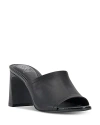 Vince Camuto Womens Leather Wedge Heel Slide Sandals In Black