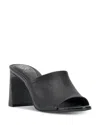 Vince Camuto Womens Leather Wedge Heel Slide Sandals In Black