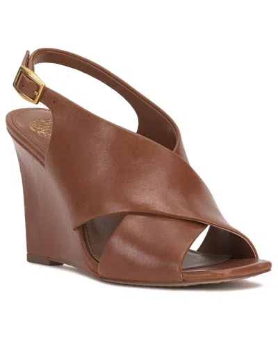 Vince Camuto Ameira Slingback Wedge Sandal In Brown