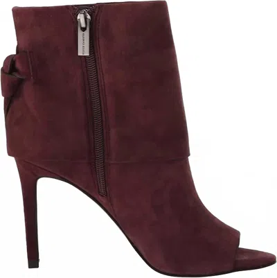 Vince Camuto Women's Amesha Suede Open Toe Bootie In Purple In Burgundy
